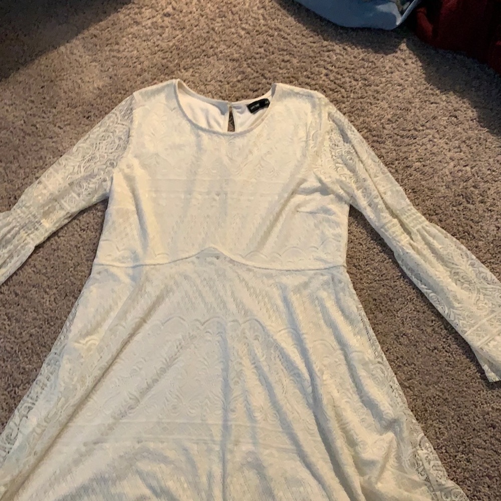 Off White Long Sleeve Dress